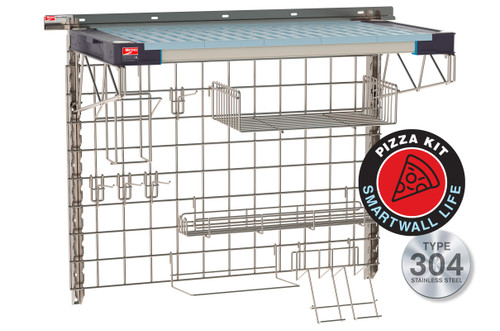 Metro SmartWall Life Complete Wall Shelving System, 1-Shelf Pizza Prep Kit, MetroMax 4 Shelf with Stainless Steel Components